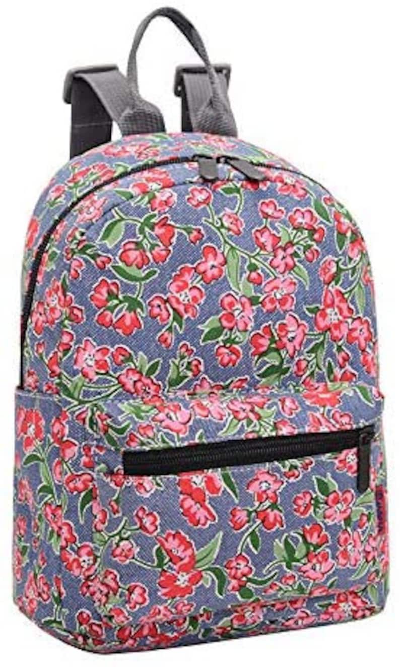 Personalization BTS Mini Backpack Denim Red Flower All Purpose Usage Bag 10 Beautiful Fashion Design Casual Daypack