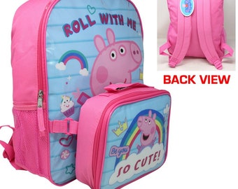 GOOD FOR 3-5 YRS E-ONE Peppa Pig 10 Inches Backpack Plus Matching Lunch Bag