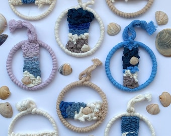 Mini decoraciones tejidas a mano inspiradas en la playa con conchas marinas, el regalo perfecto para amantes de la playa, nadadores y surfistas.