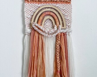 She's a Rainbow - Peaches &Cream hand-woven wall hanging, textile wall hanging, nursery décor