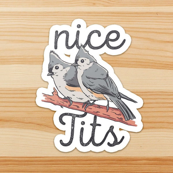 Tufted Titmouse Nice Tits Funny Bird watching Gift Sticker