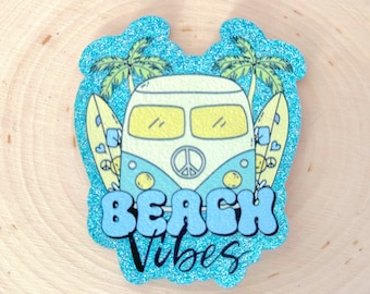 Beach Vibes Hat Patch: Shimmer Iron-On Patch