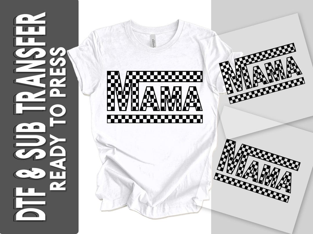 Checkered Mama Graphic: DTF or Sublimation Transfer - Ready to Press - Etsy