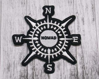 Nautical Compass Patch/Nomad/Iron On Patch/Embroidered Sew On Applique for backpack, jacket/vest, hat, jeans, bag, clothing/Adventure Badge