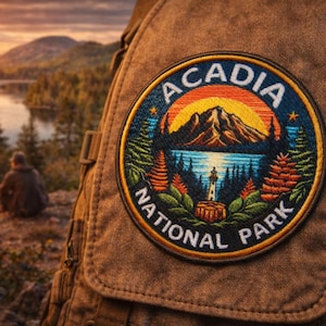 Acadia National Park Patch/Iron-On Patch/Nature Badge/Travel Souvenir & Camping/Sew-On Applique for Clothing Vest/Jacket Backpack Hats Gear