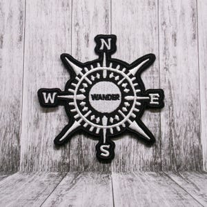 Nautical Compass Wander Patch 3.5&quot; Embroidered Iron-on/Sew-on DIY Applique for Vest Jacket Clothing Backpack, Seek Adventure, Explore More