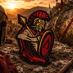 Spartan Warrior Patch Embroidered Iron-on Applique for Jacket, Clothes, Tactical Gear, Leonidas 300 Movie, Greek Hoplite Patch, Military War