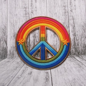 Peace Sign Patch Iron-on Applique for Jacket, Clothing, Backpack, Tote Bag, Vest, retro badge, hippie, Woodstock, boho, music festival