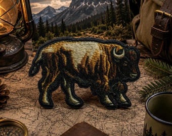 Amerikaanse bizon-patch/strijkpatch/Grote vlaktes-buffel/Leven op de prairie/Westers erfgoed/applicatie voor kleding, jas, hoed, rugzak