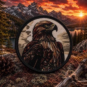 Hawk Patch/Iron-on Patch/Raptor Bird/Bird of Prey/Wild Spirit/Nature Badge/Sew-On Applique for Clothing, Vest/Jacket, Hats, Backpack, Gear