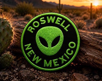 Roswell New Mexico Alien Patch/Iron-on Patch/Area 51/UFO badge/X-Files fan/Embroidered Sew-On Applique for Clothing Vest/Jacket Backpack