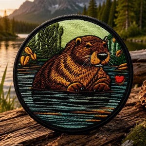 Beaver Patch/Iron-on Patch/Wild Animals Badge/Nature Explorer/Hiking & Camping/Sew-On Applique for Clothing Vest/Jacket Hats Backpack Hats