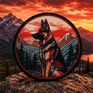 German Shepherd Patch/Iron-on Patch/Family Pet Badge/Dog Lover/K9 Police Working Dog/Sew-On Applique for Clothing Vest/Jacket Hats Backpack