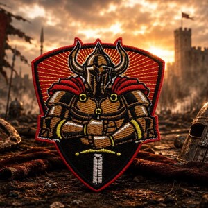 Knight Crest Patch Embroidered Iron-on Applique for Jacket, Clothes, Tactical Gear, King Arthur Patch, Ancient Warrior Patch, Military War