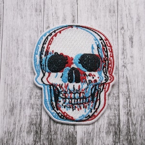 Totenkopf Aufnäher/ Totenkopf Aufnäher/ Biker Weste/ Horror Design/ gruseliger Schädel/ 3D Gothic/ gestickte Applikation für Kleidung Jacke Rucksack Tasche