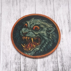 Snarling Werewolf Patch Iron-on Applique for Jacket, Clothing, Backpack, Tote Bag, Vest, horror beast, demon snarl, scary movie creature