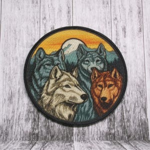 Wolf Pack Patch Iron-on Applique for Jacket, Clothing, Backpack, Tote Bag, Vest, wild kin badge, forest animal, camping patch, wolf lover