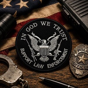 In God We Trust - Stödja brottsbekämpning Tygmärke/Stryk-på Tygmärke/Patriotisk Gåva/Broderad Söm-på Applikation för Kläder Ryggsäck Utrustning Mössor