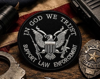 In God We Trust - Support Law Enforcement Patch/Iron-On Patch/Patriotic Gift/Embroidered Sew-On Applique for Clothing Backpack Gear Hats
