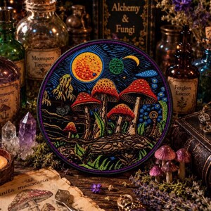 Mushroom Patch/Iron-On Patch/Psychedelic Trippy Badge/Hippie Boho/Embroidered Sew-on Applique for Clothing Vest/Jacket Hat Backpack Bag