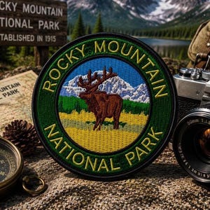 Rocky Mountain National Park Patch/Iron-On Patch/Nature Badge/Hiking & Camping/Sew-On Applique for Clothing Vest/Jacket Hat Backpack