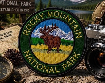 Rocky Mountain National Park Patch/Iron-On Patch/Nature Badge/Hiking & Camping/Sew-On Applique for Clothing, Vest/Jacket, Hat, Backpack Gear