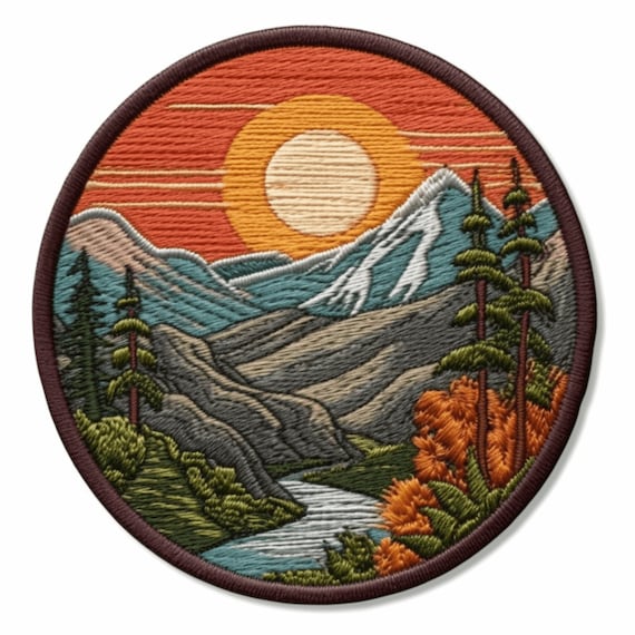 Custom Patch your Text Mountain Patch Embroidered Iron-on Applique for  Clothing Vest Backpack Jacket, Gradient, Park Patch, Lake Life 