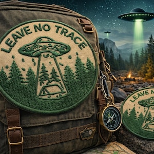 Leave No Trace UFO Patch/Iron-On Patch for Clothing, Backpack, Bag Patch for Outdoors, Camping Patch/paranormal patch/Cryptid Horror Patch