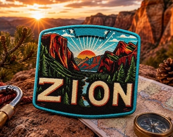 Zion National Park Patch/Iron-On Patch/Nature Badge/Travel Souvenir/Camping & Hiking/Sew-On Applique for Clothing Vest/Jacket Hats Backpack