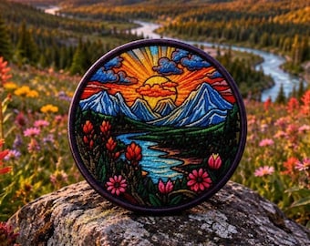 Flower Patch/Iron-on Patch/Nature Badge/Garden & Insects/Camping Hiking/National Park/Sew-on Applique for Clothing Vest/Jacket Hats Backpack