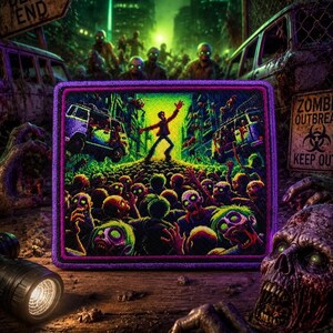 Zombie-Apokalypse-Aufnäher zum Aufbügeln für Jacken, Kleidung, Rucksäcke, Tragetaschen, Westen – ein Abzeichen für Untote und Fans von Horror- und Survival-Horde.