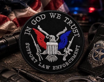 In God We Trust - Support Law Enforcement Patch/Iron-On Patch/Embroidered Sew-on Applique For Clothing Vest/Jacket Hats Backpack Gear