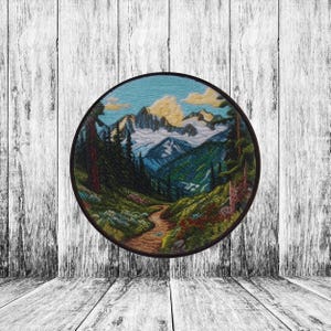 Mountain Forest Patch Iron-on/Sew-on Applique for Vest Jacket Bag Clothing Backpack, Decorative Badge, Travel Souvenir, Nature, Hiking Trail