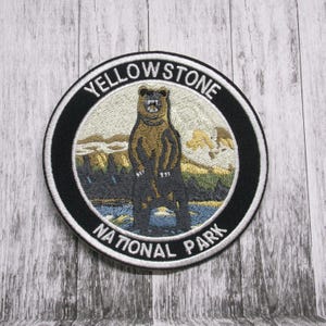 Yellowstone Park Patch/3.5&quot; Iron-On Embroidered Applique for Jacket & Clothing/Backpacks/Nature Badge/Hiking Patch/Mountain Patch/Bear Patch