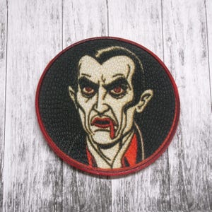 Count Dracula Patch Iron-on Applique for Jacket, Clothing, Backpack, Tote Bag, Vest, scary vampire face, Halloween badge, spooky horror
