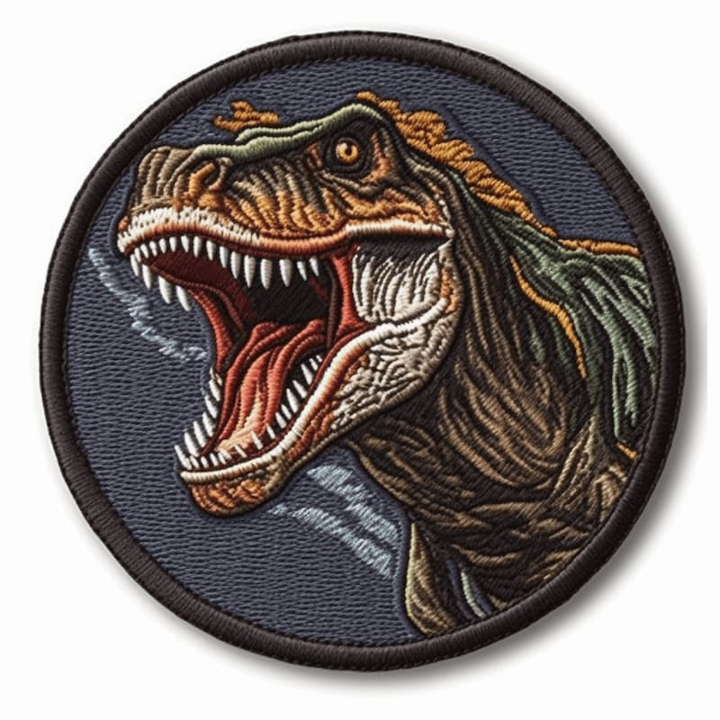 T-Rex Dinosaur Embroidered Iron-On Patch - Jurassic Park Style, Raptor & Triceratops Design 10 thumbnail image