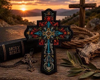 Christian Cross Patch/Iron-on Patch/Religious Gift/Christian Faith/Decorative Craft/Sew-On Applique for Clothing Vest/Jacket Hats Backpack