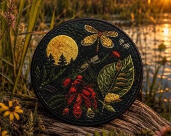 Garden Insect Patch Iron-on Applique for Jacket, Clothing, Backpack, Tote Bag, Vest, pollinator patch, bug lover, wildflower, plant life