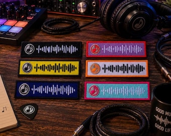 Benutzerdefinierter Code Musik Patch, scannbarer gestickter Patch, Aufbügler / Klettverschluss für Rucksäcke, Hüte, benutzerdefinierte Song Patches mit Scan Code