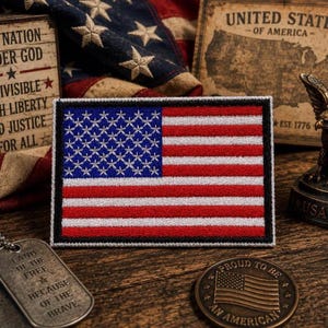 アメリカ国旗刺繍ワッペン アイロン接着 白縁取り 米国 肩章 エンブレム アップリケ ベスト ジャケット バッグ 衣類 バックパック用
