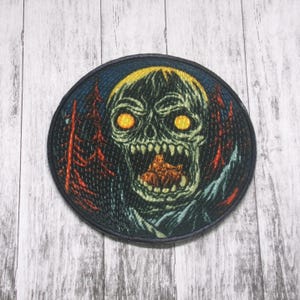 Cryptid Ghoul Patch Iron-on Applique for Jacket, Clothing, Backpack, Tote Bag, Vest, undead spirit, forest monster, scary horrorcore badge