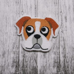 Boxer Face Patch Embroidered Iron-on/Sew-on DIY Applique Vest Jacket Clothing Backpack Furry Friend Canine Emotional Support Paw Harness