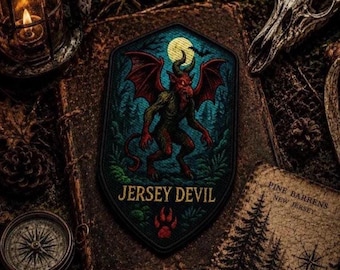 Jersey Devil Patch/Iron-on Patch/Paranormal Badge/Cryptid Myths & Legends/Bigfoot Sasquatch/Sew-On Applique for Clothing Vest/Jacket Gear