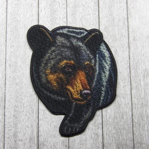 Black Bear Patch Iron-On Applique for Jacket, Backpack, Clothing, Tote Bag, Vest, Wilderness Badge, Forest Animal, Outdoor Adventure, Nature