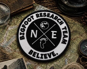 Bigfoot Research Team Patch/Iron-On Patch/Paranormal Badge/Sasquatch Cryptid Myths/Sew-on Applique for Clothing, Vest/Jacket, Hats, Backpack