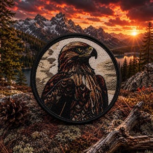 Hawk Patch/Iron-on Patch/Raptor Bird/Bird of Prey/Wild Spirit/Nature Badge/Sew-On Applique for Clothing Vest/Jacket Backpack Gear Hats
