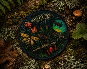 Garden Insect Patch/Iron-on Patch/Pollinator/Bug Lover/Wildflower Plant Life/Sew-On Applique for Clothing Vest/Jacket Backpack Tote Bag