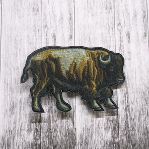American Bison Patch Iron-On Applique for Jacket, Backpack, Clothing, Tote Bag, Vest, Great Plains, Frontier, Prairie Life, Western Heritage