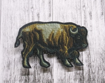 Parche termoadhesivo de bisonte americano para chaqueta, mochila, ropa, bolso de mano, chaleco, Grandes Llanuras, Frontera, Vida en la pradera, Herencia del Oeste