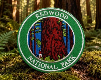 Redwood Park Patch/3.5" Iron-On Embroidered Applique for Jacket & Clothing/Backpacks/Nature Badge/Hiking Patch/Mountain Patch/Souvenir